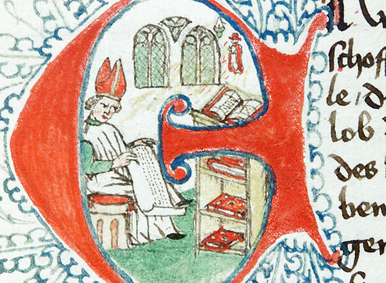 Heiliger Augustinus in einer Buchmalerei