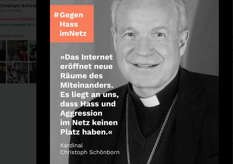 Sujet mit Wiener Kardinal und Appell: 'Es liegt an uns, dass Hass und Aggression im Netz keinen Platz haben'