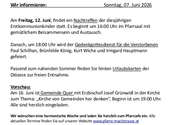 Wochenzettel Seite 3 / Pfarre Machstraße