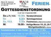 Ferien-Gottesdienstordnung 2026