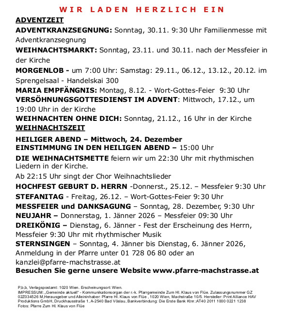 Pfarrblatt Seite 4 / Pfarre Machstraße