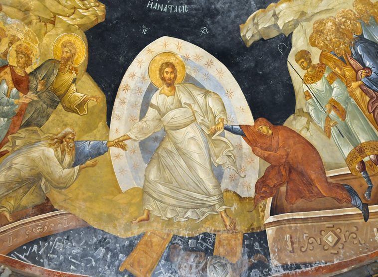 Auferstehung, Jesus holt in Gestalt von Adam und Eva die Menschheit aus dem Totenreich, Chorakloster