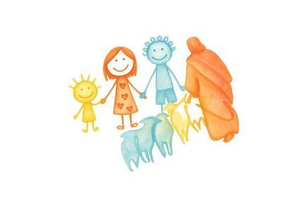 Hirte mit Schafen Kinder