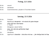 Tagesprogramm Freitag und Samstag