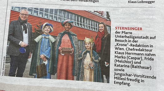 Unterheiligenstädter Sternsinger in der Kronen Zeitung / Kronen Zeitung Unterheiligenstädter Sternsinger in der Kronen Zeitung