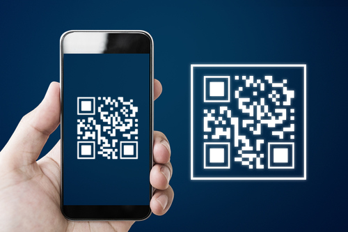 QR code scanning payment and verification. Hand using mobile smart phone scan QR code