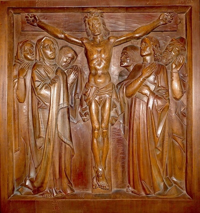 12. Station: Jesus stirbt am Kreuz.