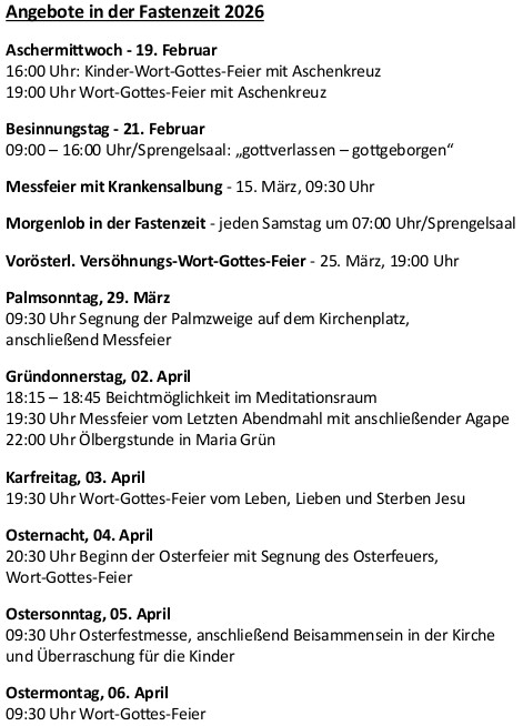 Aushang Fastenzeit, Ostern / Pfarre Machstraße