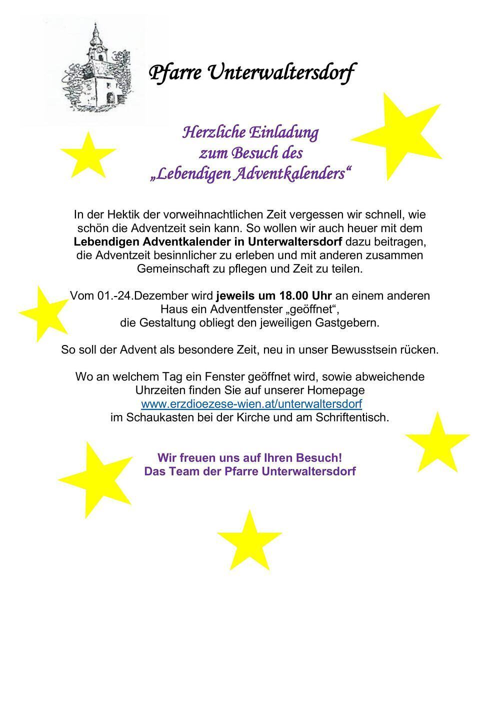 Lebendiger Adventskalender Unterwaltersdorf