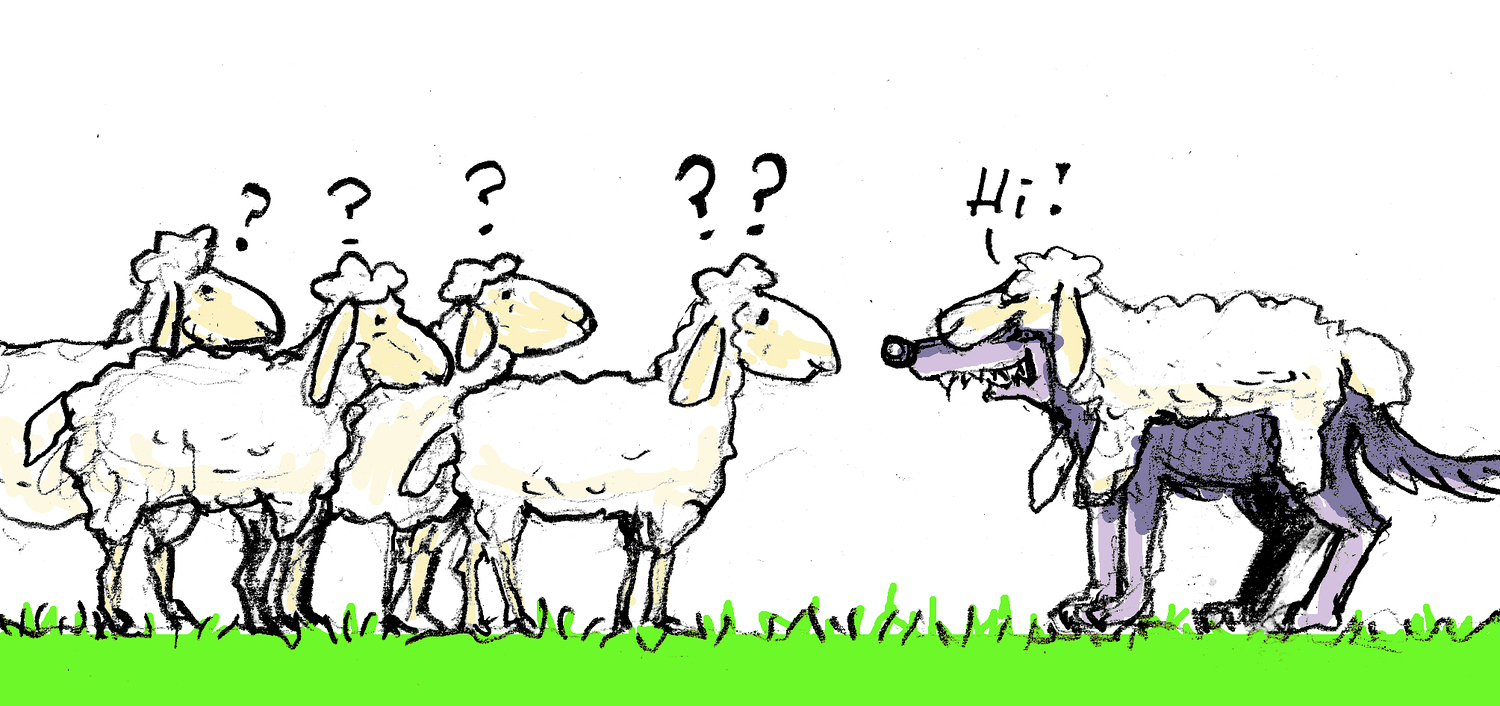 Zeichnung Wolf im Schafspelz