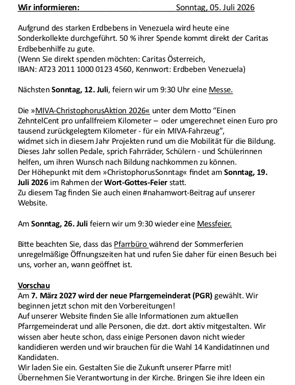 Wochenzettel Seite 4 / Pfarre Machstraße