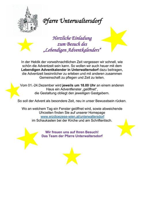 Lebendiger Adventskalender Unterwaltersdorf
