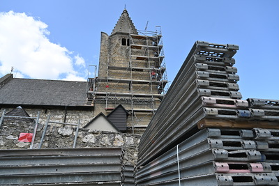 Gerüstaufbau im Finale