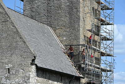 Gerüstaufbau im Finale