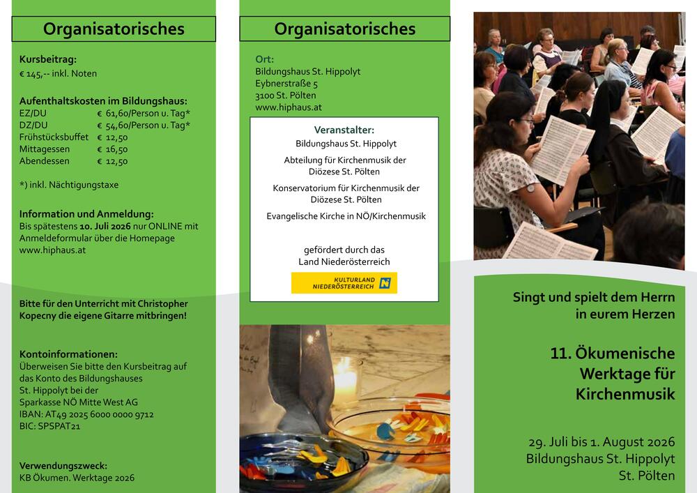 Bildungshaus St. Hippolyt Abteilung für Kirchenmusik der Diözese St. Pölten Konservatorium für Kirchenmusik der Diözese St. Pölten Evangelische Kirche in NÖ/Kirchenmusik