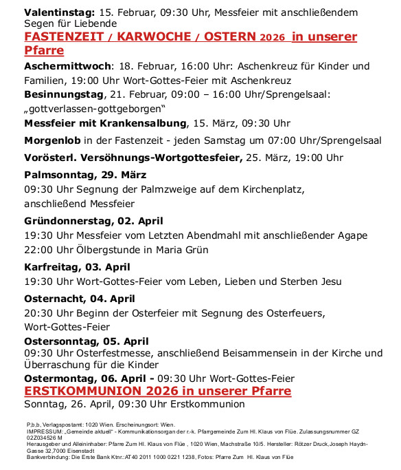 Pfarrblatt Seite 4 / Pfarre Machstraße