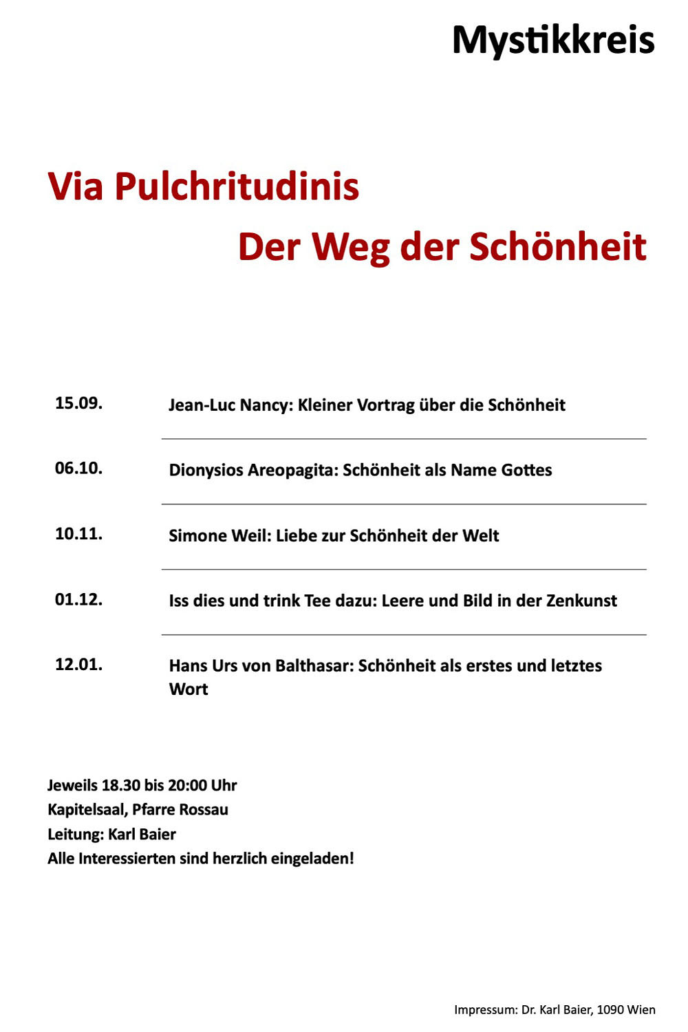 Mystikkreis WS 2025/26 / Karl Baier