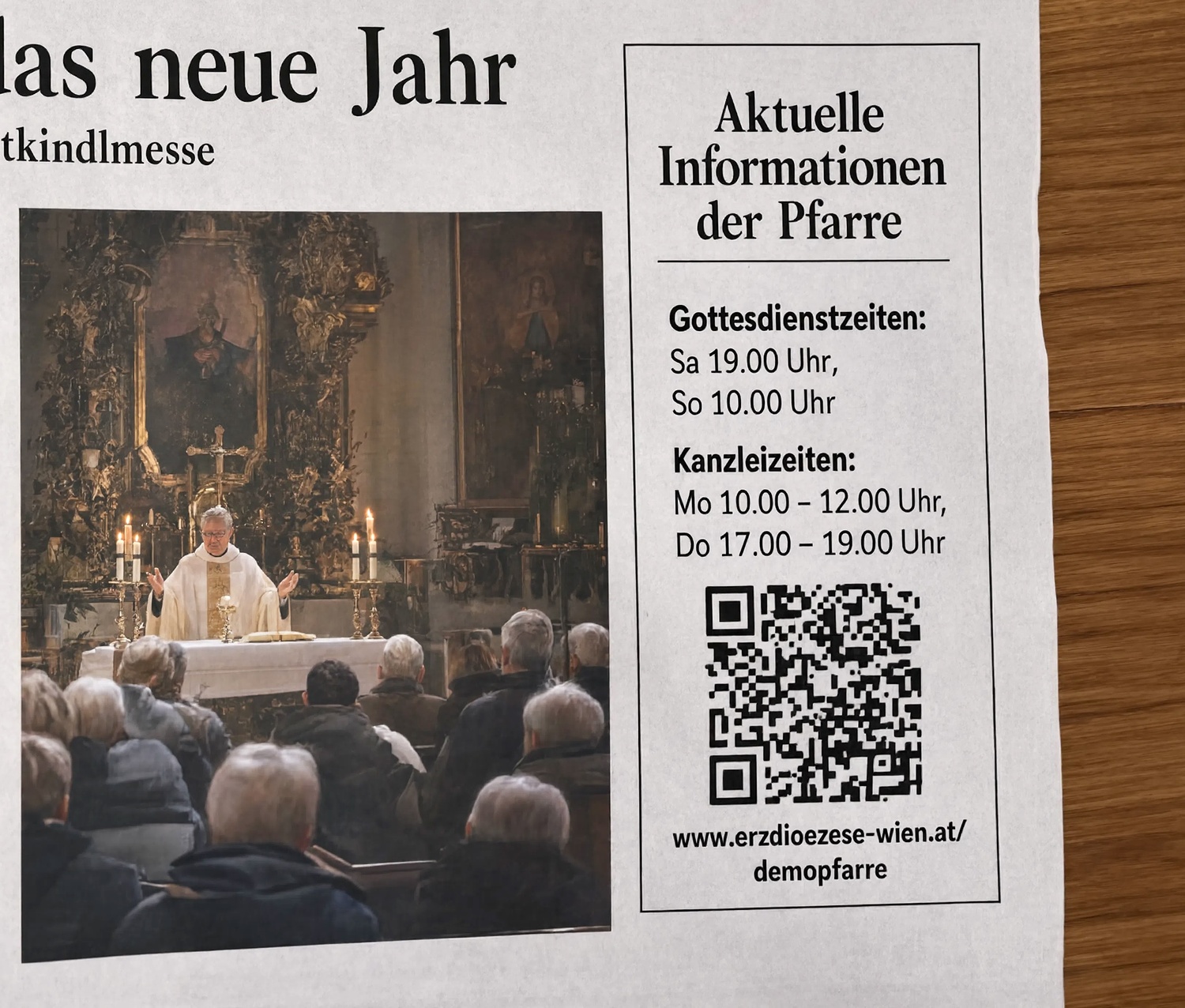 Pfarr-Rubrik in der Gemeindezeitung