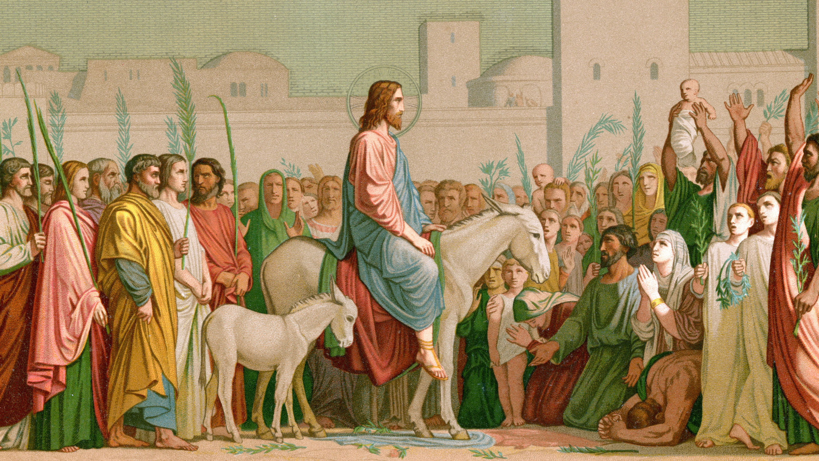 Gemaelde von Hippolyte Flandrin (1809-1864) 'Einzug Jesu in Jerusalem an Palmsonntag' (Eglise Saint-Germain-des-Pres de Paris).