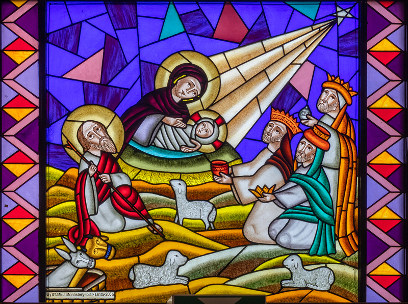 Sterndeuter folgen dem Stern nach Betlehem und suchen den neugeborenen König. In Betlehem angekommen, beten sie Christus an. Sie bringen Gold und Myhrre. In der Bibel ist weder von Zahl noch von Herkunft die Rede. Die Zahl drei kommt das erste Mal im