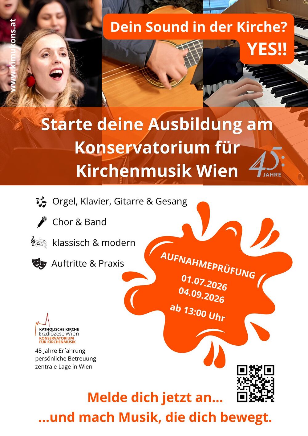 Plakat zu den Aufnahmeprüfungen