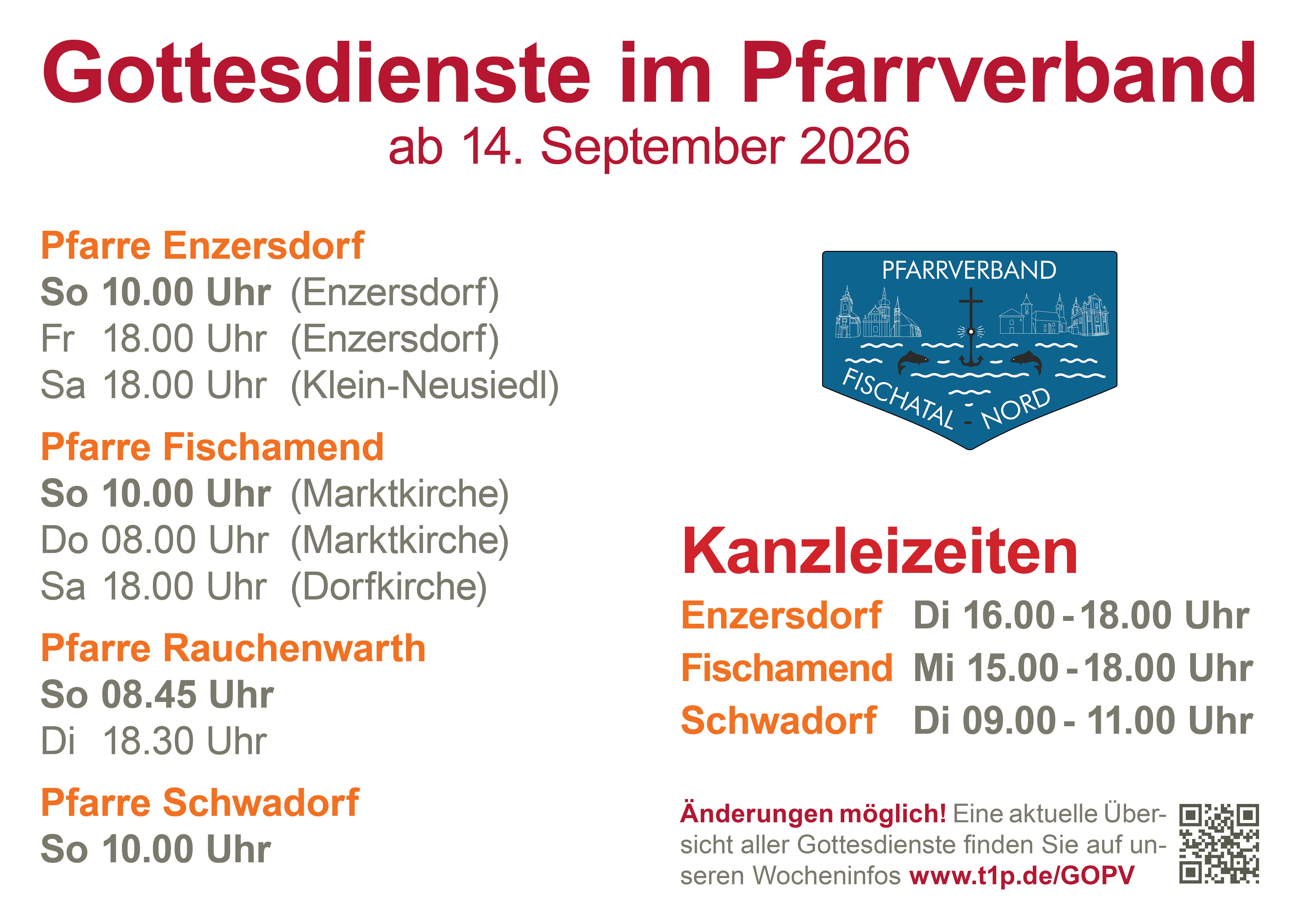 Gottesdienste im PV, 2026 / Pfarrer Helmut Klauninger
