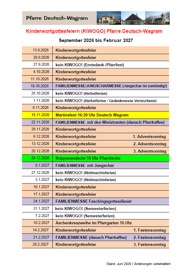 Termine KiWoGo und Familienmesse