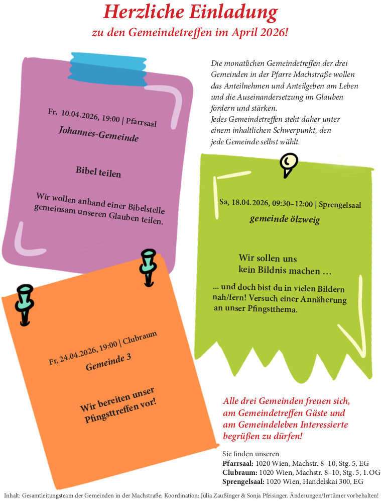 Einladungsbrief Seite 1 / Pfarre Machstraße