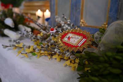 Feier des Palmsonntags in der Kirche in Wenzersdorf