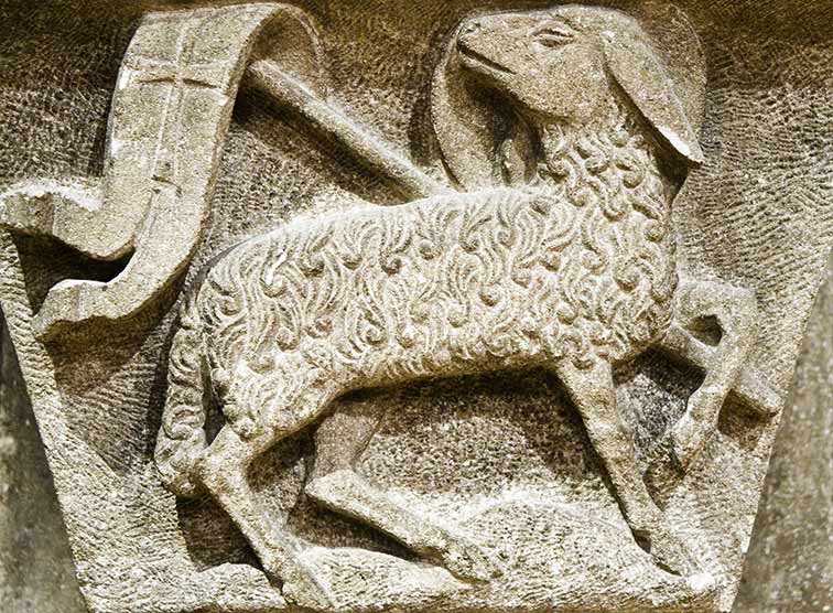 Lamm Gottes, behauener Sandstein