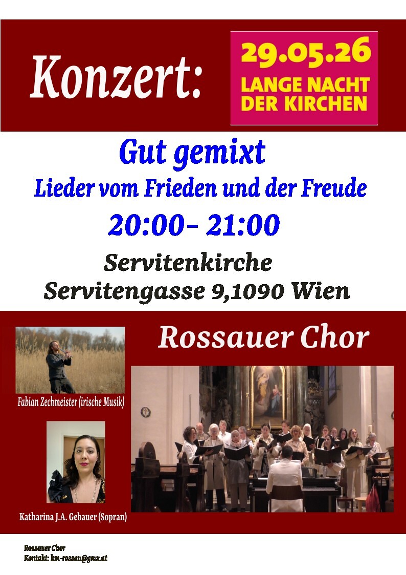 Konzert des Rossauer Chors in der Langen Nacht der Kirchen