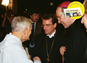 Frere Roger Schütz mit Kardinal Schönborn und Bischof Bünker / kathbild.at FJ Rupprecht