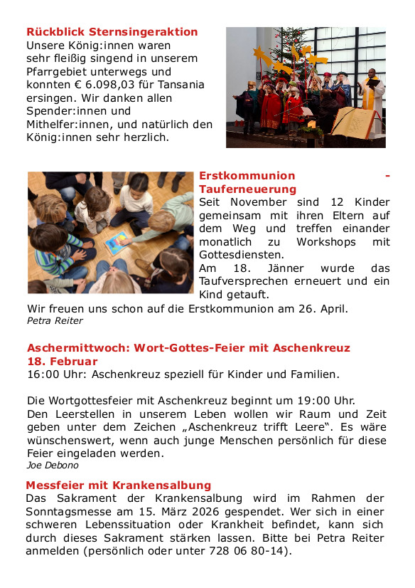 Pfarrblatt Seite 3 / Pfarre Machstraße