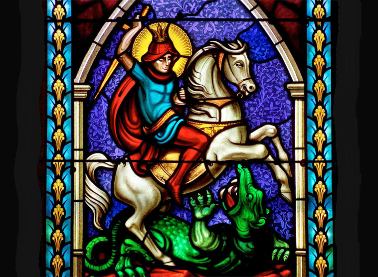 Der heilige Georg erschlägt den Drachen.