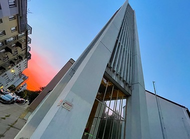 Kirche Unterheiligenstadt im Abendrot