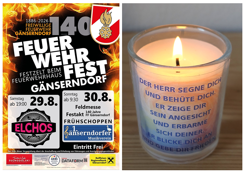 Plakat der Feuerwehr und Geburtstagskerze