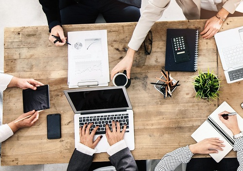 Group of business people working in office