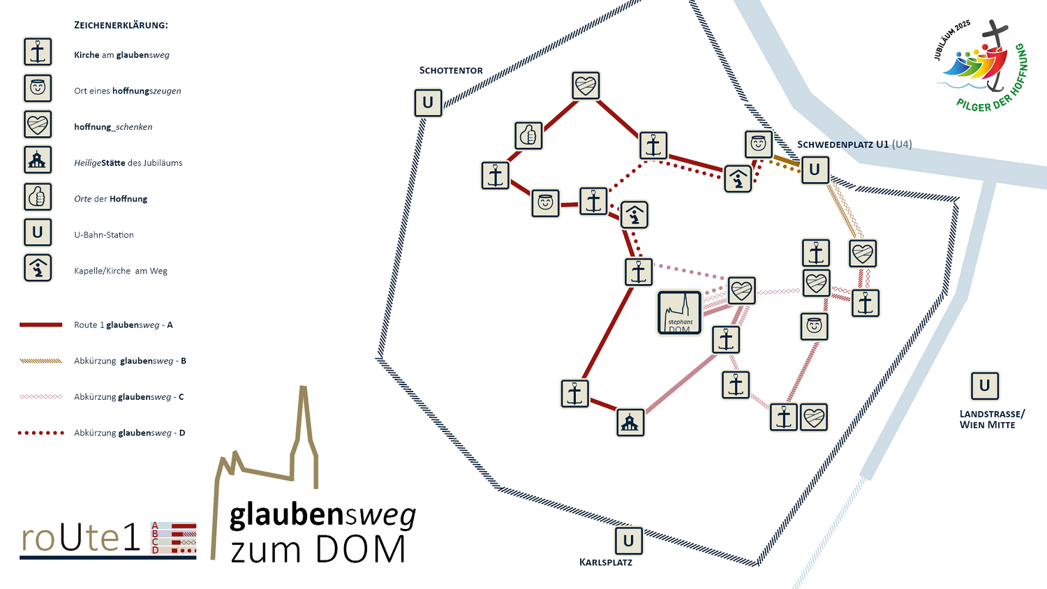 glaubensweg zum DOM - Route 1 vom Schwedenplatz zum DOM
