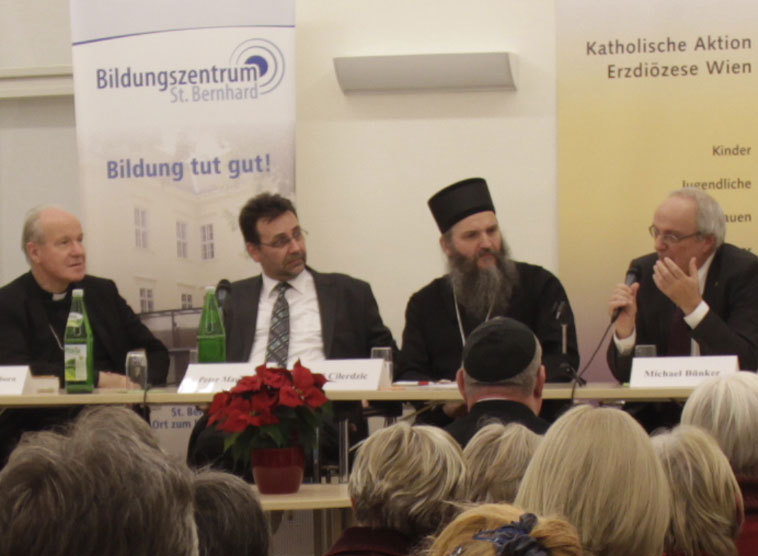 Kardinal Schönborn diskutierte mit evangelisch-lutherischem Bischof Bünker und serbisch-orthodoxem Bischof Andrej Cilerdzic