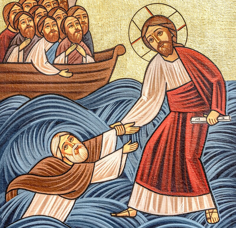 Jesus und der sinkende Petrus auf dem Meer
