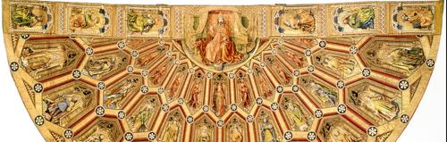 Pluviale des Messornats vom Goldenen Vlies / commons wikimedia https://de.wikipedia.org/wiki/Pluviale#/media/Datei:Weltliche_Schatzkammer_Wien_(244)pano.jpg Pluviale des Messornats vom Goldenen Vlies