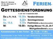 Ferien-Gottesdienstordnung 2026