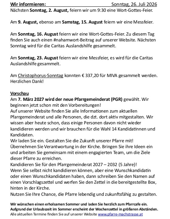 Wochenzettel Seite 4 / Pfarre Machstraße