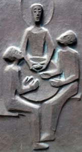 Emmaus - beim Brotbrechen ... / Friedbert Simon, Pfarrbriefservice.de