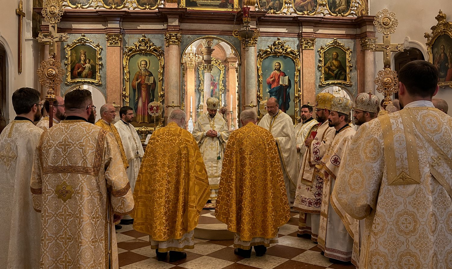 Gottesdienst in der Kirche St. Barbara.