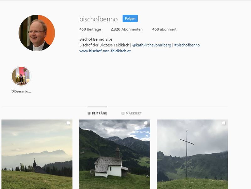 Instagram Account Bischof Benno Elbs