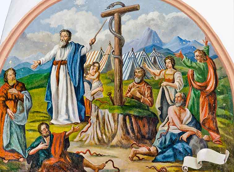 Moses und die eherne Schlange (4. Buch Mose, Kap 2179)