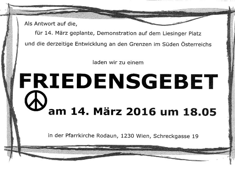 Kirchenglocken und Gebet für den Frieden in Wien-Liesing