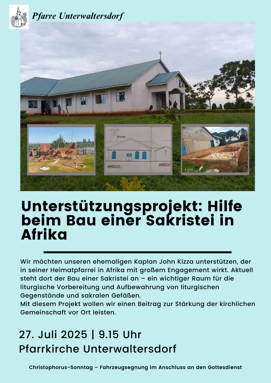 Unterstützungsprojekt: Hilfe  beim Bau einer Sakristei in  Afrika