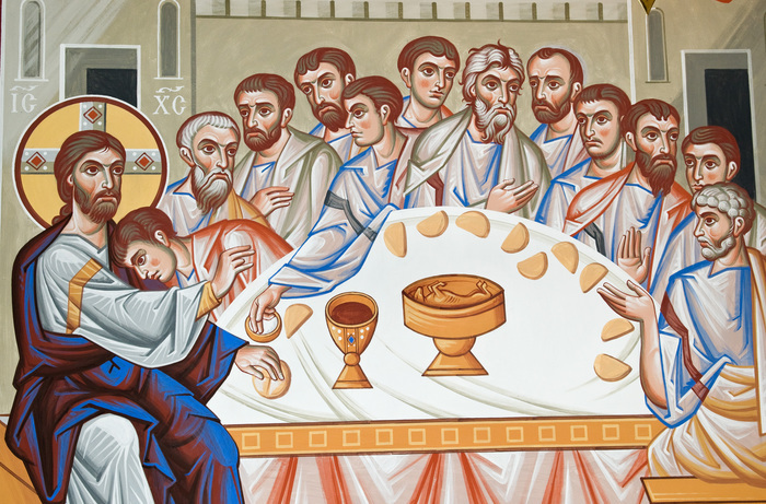Das letzte Abendmahl; Ikone, Wandmalerei in der russisch-orthodoxen Kathedrale